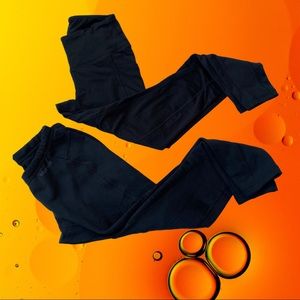 2  stretch fleece black warm leggins woman